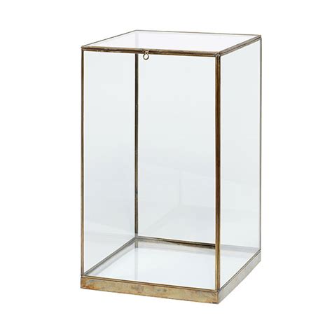 Small Glass And Brass Display Showcase Box With Lid 42 Cm