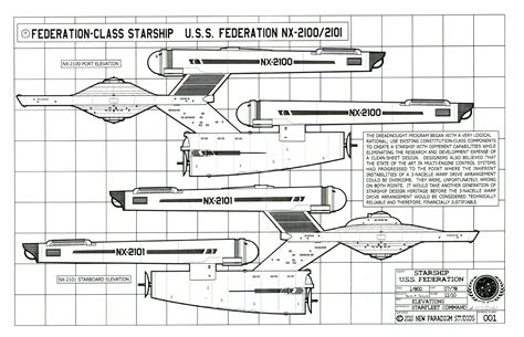 star trek blueprints federation class starship uss federation nx