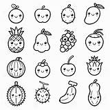 Kawaii Coloring Pages Para Colorear Dibujos Comida Cute Pintar Dibujo Imagenes Pequeños Frutas Guardado Desde sketch template