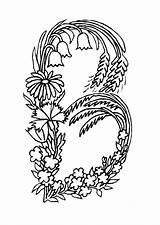 Fleurs Fleur Lettre Hugolescargot Colorier Enluminure Lettres Lettrine Découper sketch template
