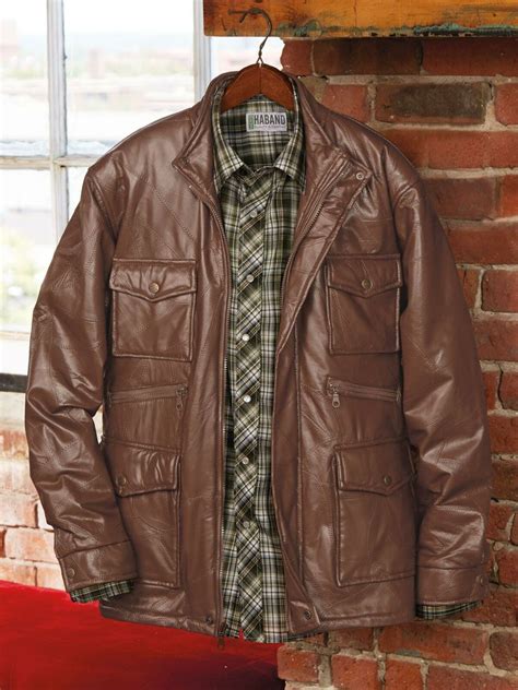 haband mens leather lined coat jacket brown large ebay