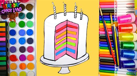 learn  color  kids  color  rainbow birthday cake coloring