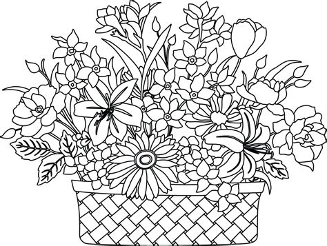 pictures  flowers coloring pages  getdrawings