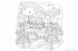 Coloring Pages Town Adult Christmas Little Printable Kids sketch template