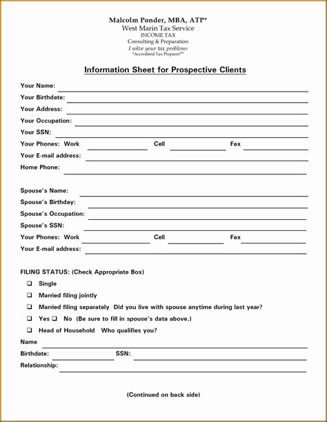 printable client intake form