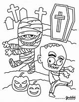 Halloween Coloring Pages Kids Kid Zombie Thanksgiving Mummy Monster Monsters Cemetery Printable Book Board Trick Treat Candy Print Bag Choose sketch template