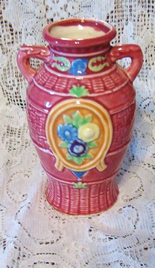 Vintage Vase With Handles Hand Painted Marked Made In Japan Ec