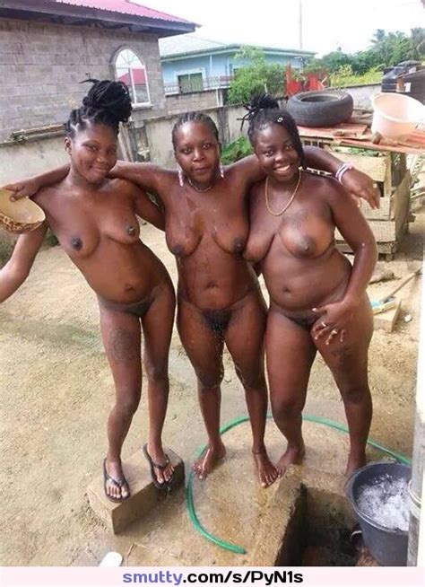 nude naked black ebony tits outdoor outside shower public exhibitionist barefoot wet