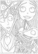 Corpse Bride Coloring Halloween Tim Burton Victor Victoria Pages Adult 2005 sketch template