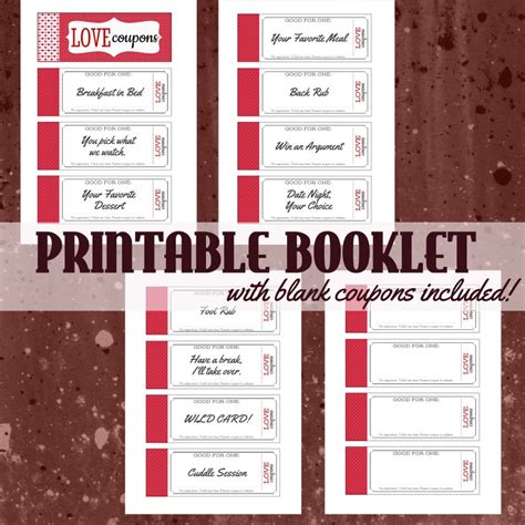 printable love coupon book customized for him or her and bonus etsy