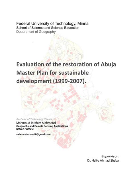 evaluation   restoration  abuja master plan  sustainable development
