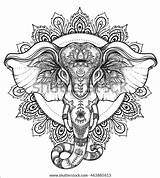 Tribal Elephant Beautiful Style Handdrawn Vector Coloring sketch template
