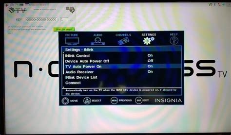 insignia tv set up overscan and inlink for pi