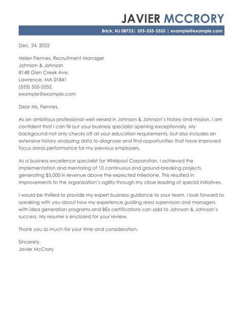 business cover letter examples