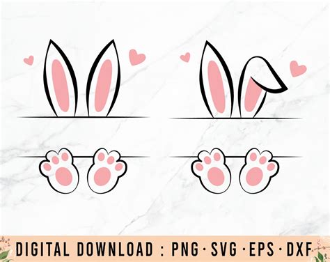 easter bunny ears feet easter svg custom  digital etsy