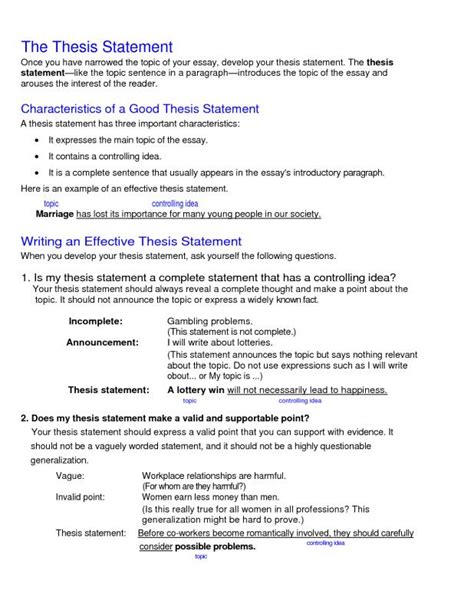 thesis statement template template business