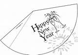 Party Coloring Hat Year Happy Pages Hats Popular sketch template