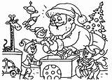 Santa Coloring Pages Playing Claus Printable Child Elf Sleigh Elves Getcolorings Christmas Educative Color sketch template