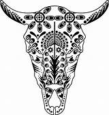 Skull Coloring Pages Animal Cow Sugar Drawing Longhorn Clipart Getdrawings Transparent Flowers Clip Ox Deviantart Adults Boho Variant Printable Getcolorings sketch template