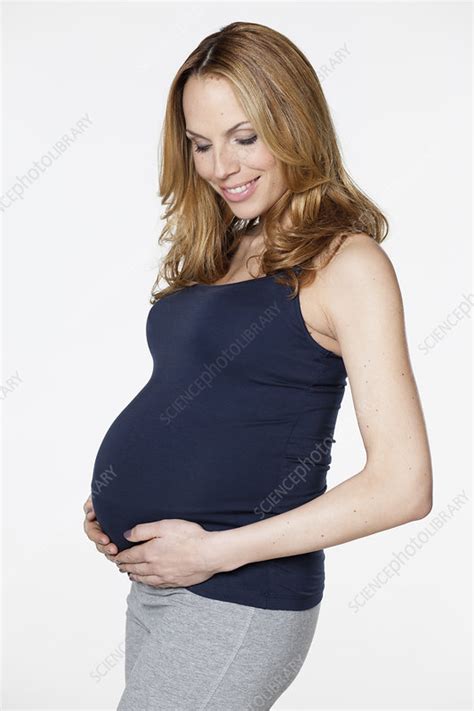 Pregnant Woman Holding Belly Stock Image F003 9632 Science Photo