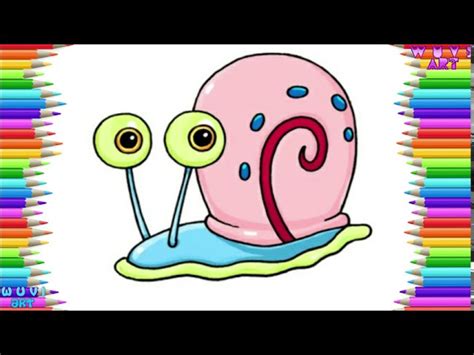 how to draw cute gary snail spongebob squarepants step by step easy