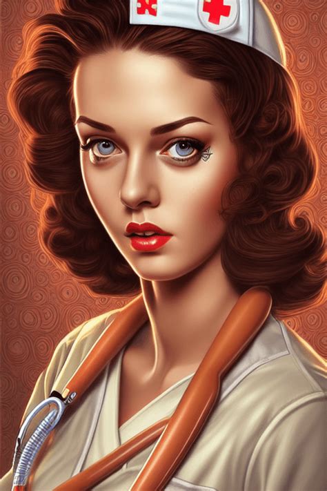 beautiful intricate nurse pinup girl detailed portrait illustration