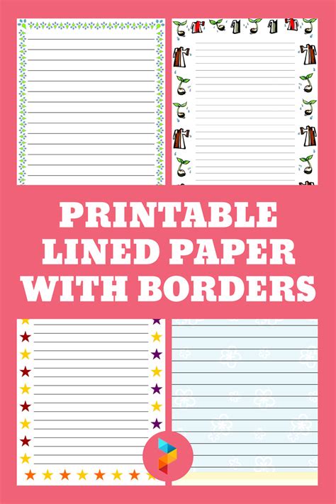 printable lined paper  borders     printablee