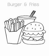 Burger Coloring Pages Fries Hot Dog French Hamburger Sheet Drink Kids Playinglearning Popular sketch template