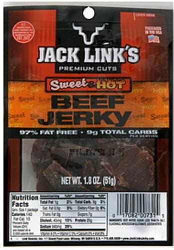 Jack Links Sweet And Hot Beef Jerky 1 8 Oz Nutrition Information Innit