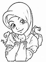 Coloring Muslim Pages Islamic Gambar Mewarnai Ana Cartoon Anak Template Putri sketch template