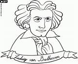 Beethoven Bust Coloring Musicians Famous Pages Mozart Bach sketch template