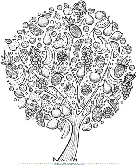 fruit tree coloring page  coloring daily