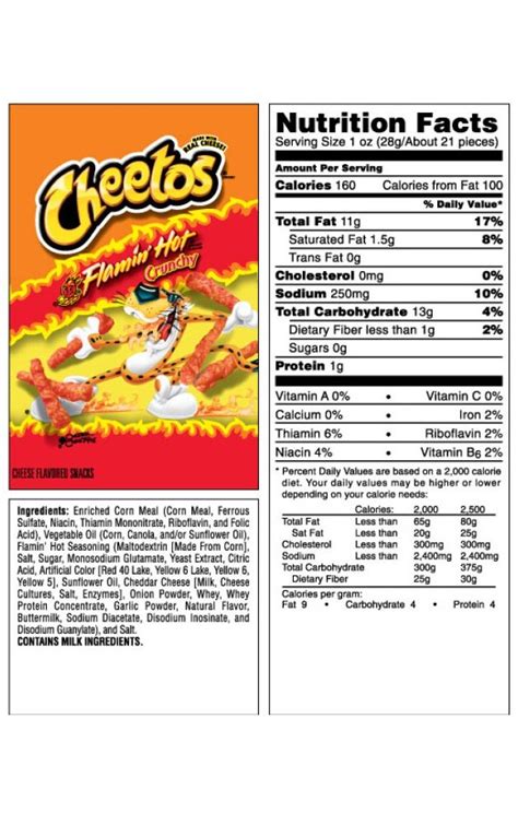 29 Flaming Hot Cheetos Nutrition Label Label Design