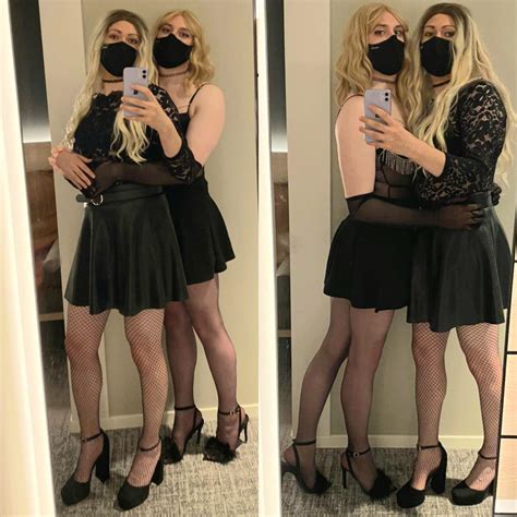 Two Cute Blondes In Black Is Better Than One R Crossdressing