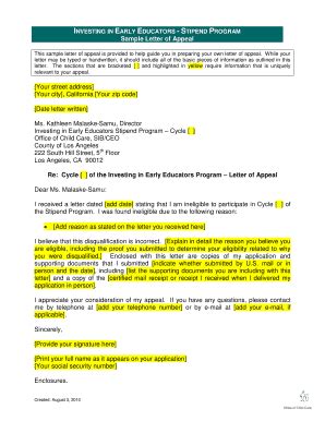 editable appeal letter templates  ms word  page