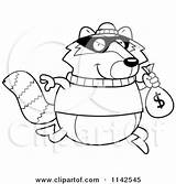 Raccoon Bank Clipart Robbing Coloring Cartoon Thoman Cory Vector Outlined Royalty Stealing Money 2021 sketch template