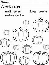 Pumpkin Preschool Coloring Size Worksheets Halloween Activities Pages Color Kindergarten Parts Worksheet Printable Fall Kids Pre Grande Math Print Pie sketch template