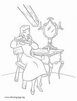 Cinderella Coloring Brushing Hair Her Pages sketch template
