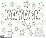 Kayden Coloring Name Pages Male Names Boy Printable sketch template