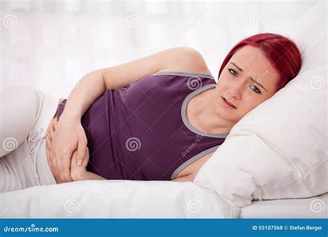 young woman  bellyache stock photo image  young
