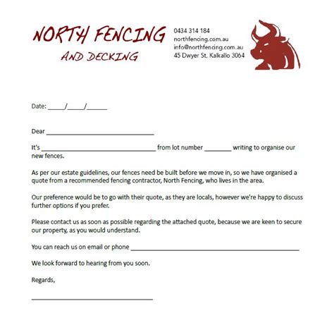 north fencing letter  neighbours
