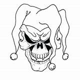 Clown Tattoo Coloring Skull Joker Pages Scary Printable Evil Tattoos Stencils Drawing Stencil Outlines Designs Drawings Clip Pennywise Clowns Creepy sketch template