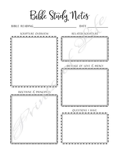 bible study notes  printable instant  church journal
