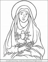 Coloring Mary Heart Sorrowful Virgin Pages Thecatholickid Lady Sorrows Catholic Color Sheets Kids Getcolorings Printable Children sketch template