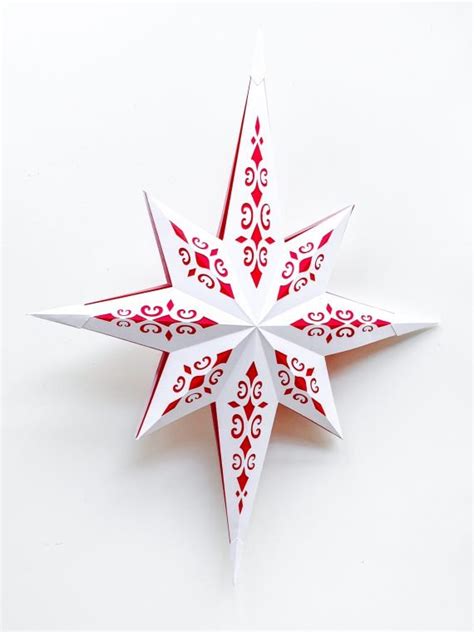 easy paper christmas star   svg   templates heart
