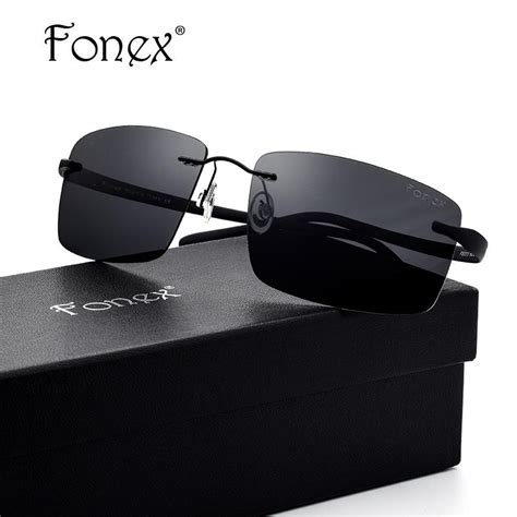 luxary fonex rimless sunglasses men titanium tr90 polarized sunglass