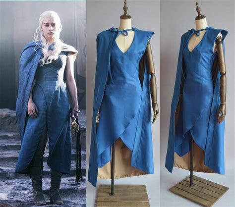 Cosplay Dress With Cloak For Daenerys Targaryen Blue Dress Game Of