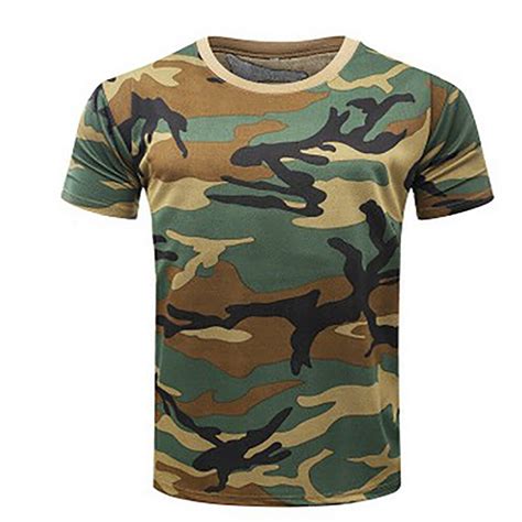 camouflage  shirt men breathable army tactical combat  shirt military dry camo camp tees