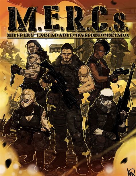 mercs cover by ganassa savage world game system movie comic book cover art cards poster