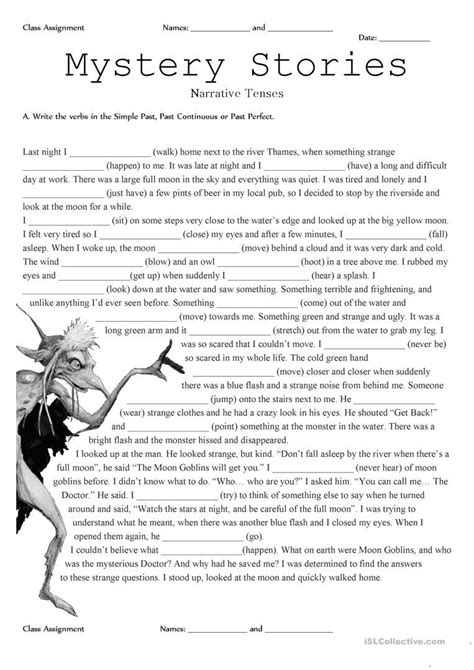 mystery stories worksheet  esl printable worksheets